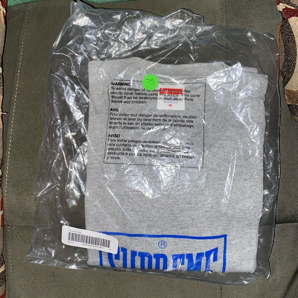 Supreme Gray and Blue Short Sleeve Tee